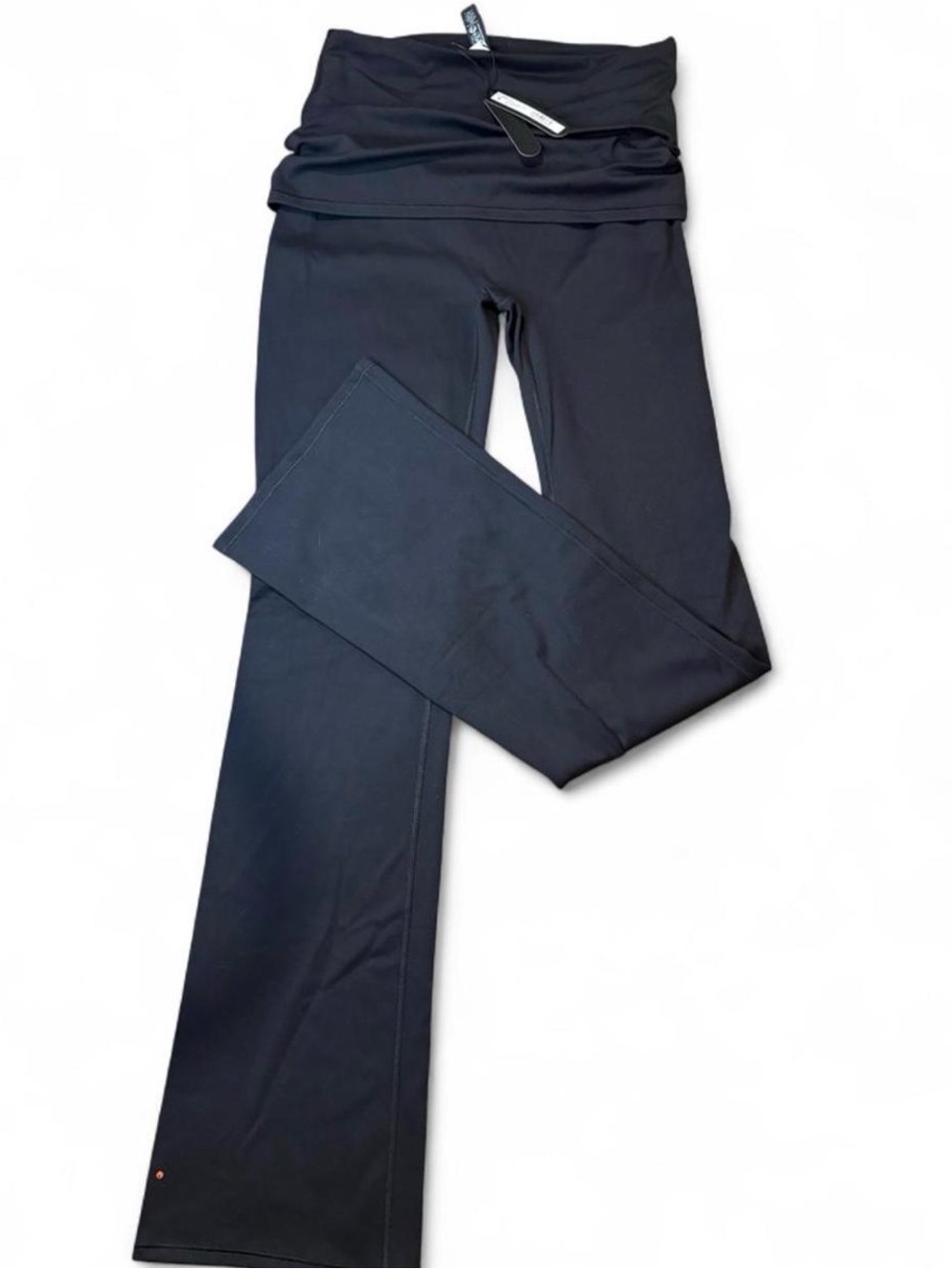 SKIMS Black Fold-Over Waist Leggings — Women's High-Rise Stretch